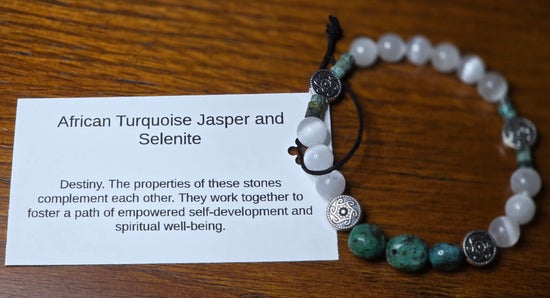 African Turquoise Jasper and Selenite Bracelet