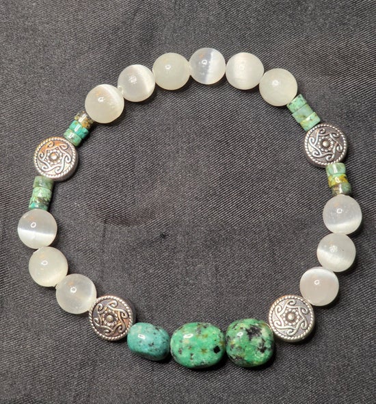 African Turquoise Jasper and Selenite Bracelet