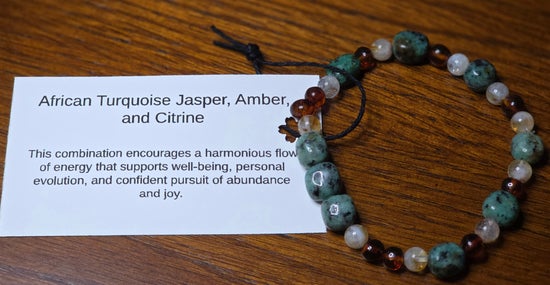 African Turquoise Jasper, Amber, and Citrine Bracelet