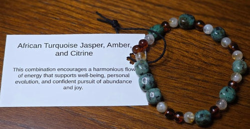 African Turquoise Jasper, Amber, and Citrine Bracelet
