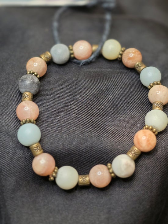Amazonite and Sunstone Bracelet