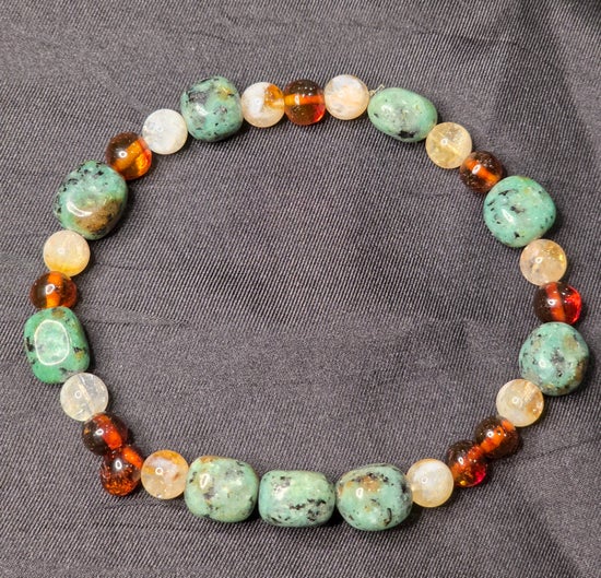 African Turquoise Jasper, Amber, and Citrine Bracelet